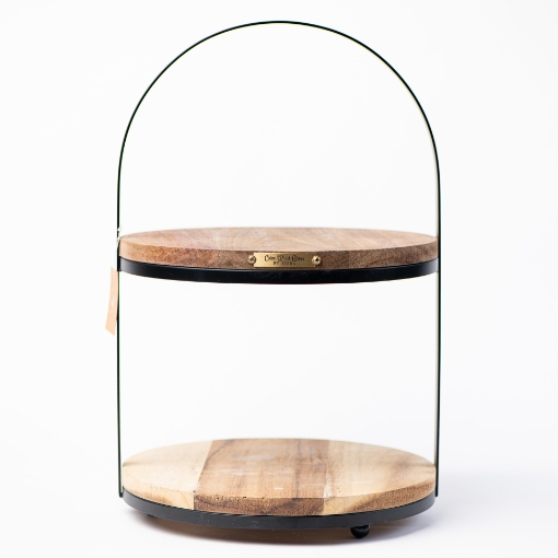 صورة  حامل تقديم خشبي دورين أسود