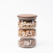 Picture of Three Stackable glass jar with dark Natural bamboo lid