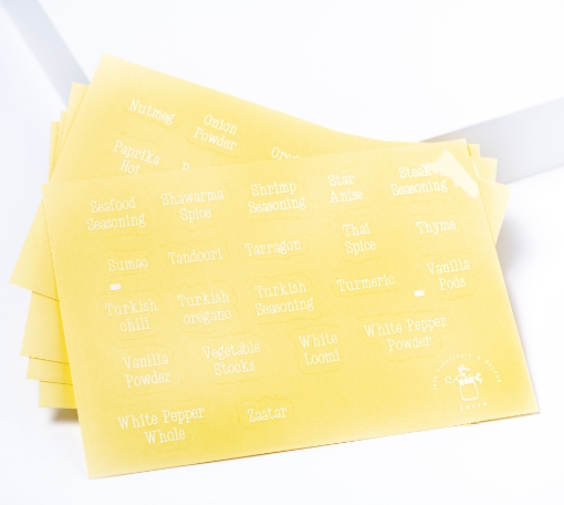 Picture of 117 stickers of spices names - English - White