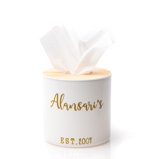 Picture of Tissue box with wood lid - Round