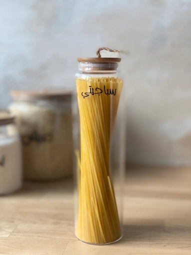 Picture of Airtight glass Jar 1 Liter - Natural Wood Lid