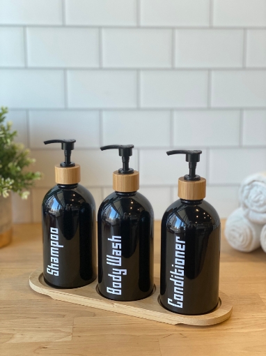 Picture of Three Dispensers set 500 ml  Curved - Black