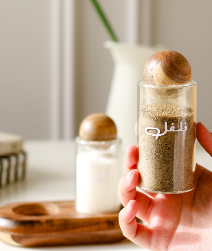 Picture of Shaker Set With Acacia Ball Lid and Stand