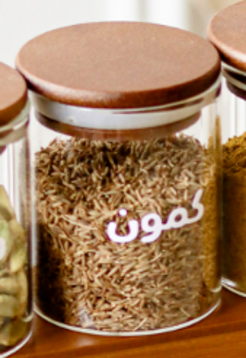 صورة   جرة زجاجية محكمة الإغلاق  ٢٠٠ مل - غطاء خشبي غامق