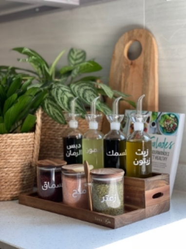 Picture of Oil & Condiment set with Acacia Wood stand