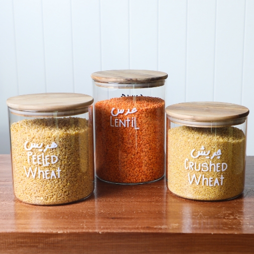 Picture of Set of Pantry ( 2 L ,2.5 L , 3 L) - Acacia Lid - Straight