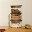 Picture of Three Stackable glass jar with Three Dark lid