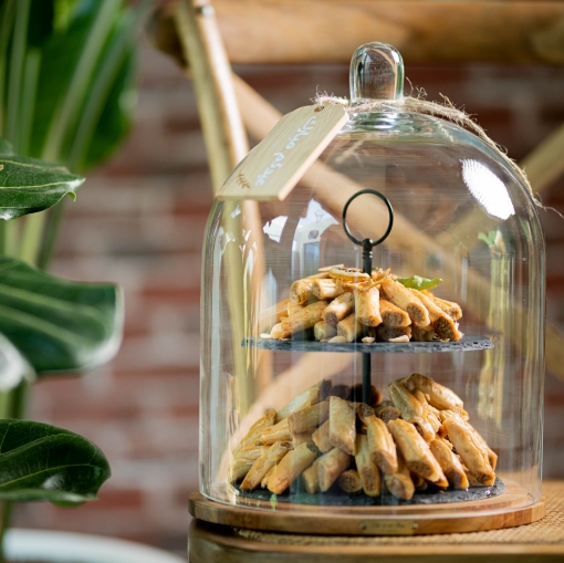 Picture of Two tiers Slate Cake stand with glass dome