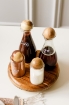 Picture of Condiments set  With Acacia Ball Lid and Acacia Wood stand