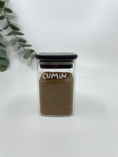 Picture of Square Airtight glass jar 250 ml - Black Lid