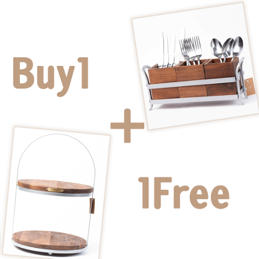 Picture of Buy 1 black Stand Dark Wood + Get 1 Caddy for free - copy