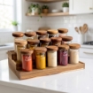 Picture of Three Tier Stand 15 Jars 300 ml Set - Acacia Wood